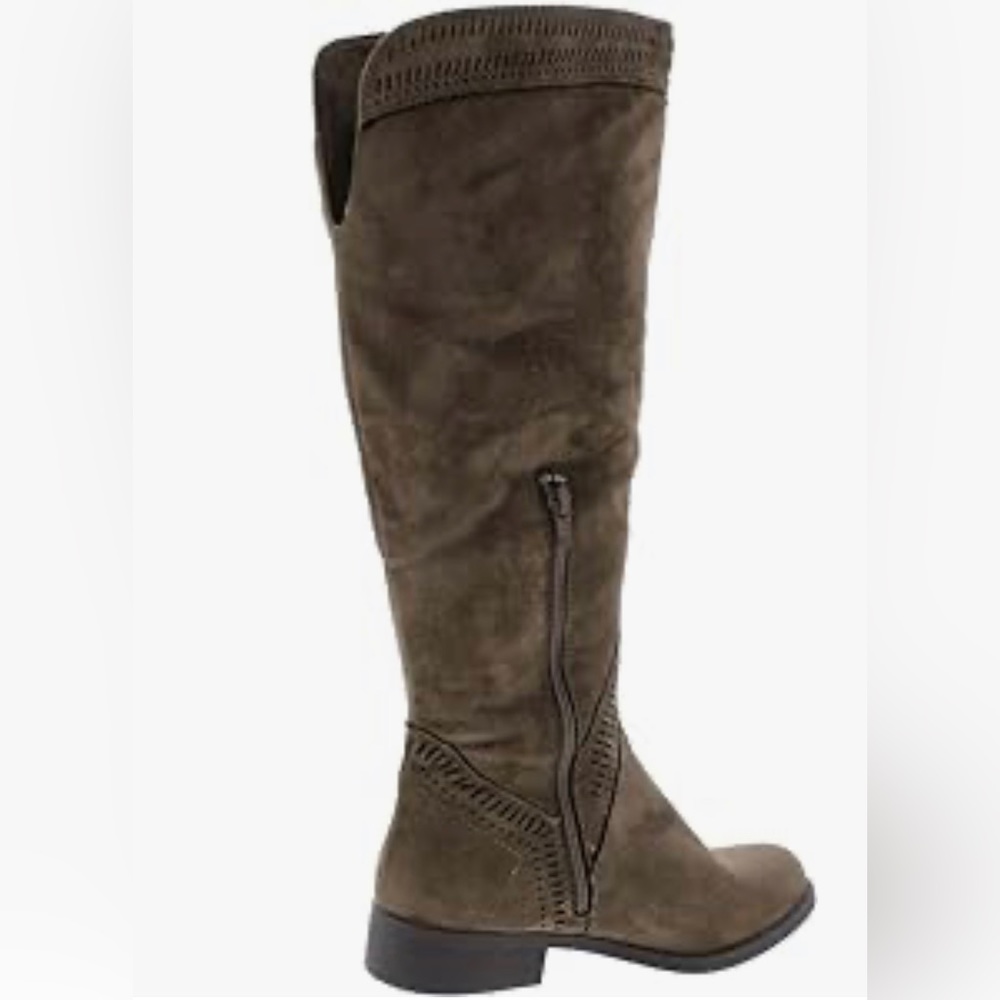 NEW! American Rag Women’s Tamar Closed Toe Knee High Olive Micro Fiber Boots - Picture 2 of 12